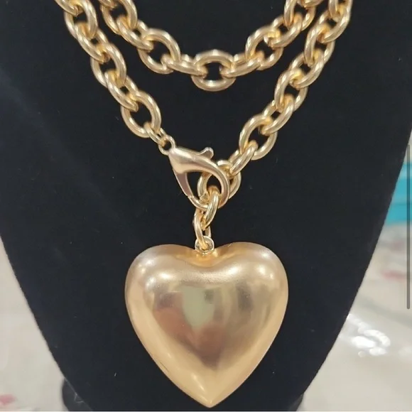 NWT ⚜️💛⚜️ Piper K Gorgeous Golden Tone Heart Pendant Convertible Necklace - Picture 7 of 15